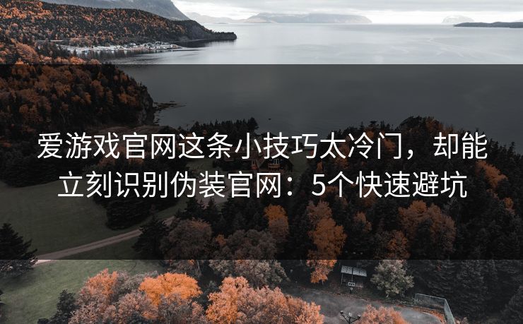 爱游戏官网这条小技巧太冷门，却能立刻识别伪装官网：5个快速避坑
