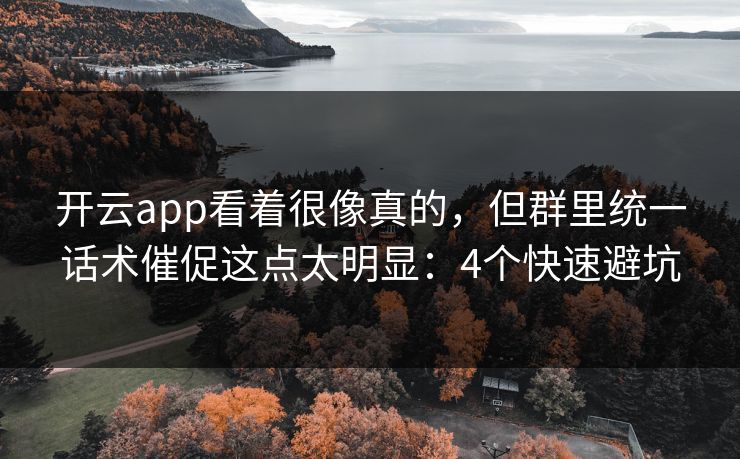 开云app看着很像真的，但群里统一话术催促这点太明显：4个快速避坑