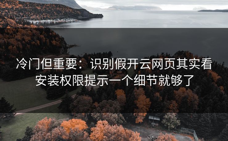 冷门但重要：识别假开云网页其实看安装权限提示一个细节就够了